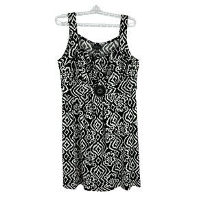 En Focus Women’s Size16W Black & White Mini Sleeveless Dress With Beaded Detail